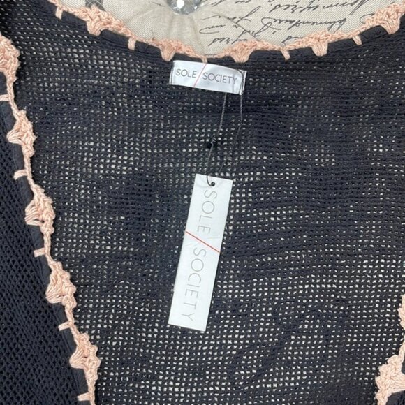 Sole Society Black Cardigan with Decorative Trim - Picture 2 of 9